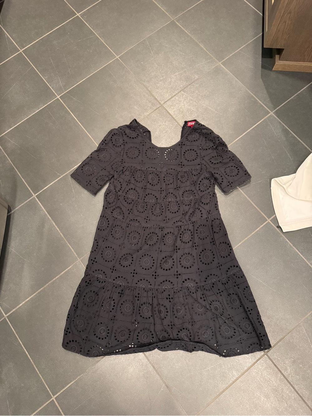 STAUD Black Eyelet Tiered Cotton Dress for Kids